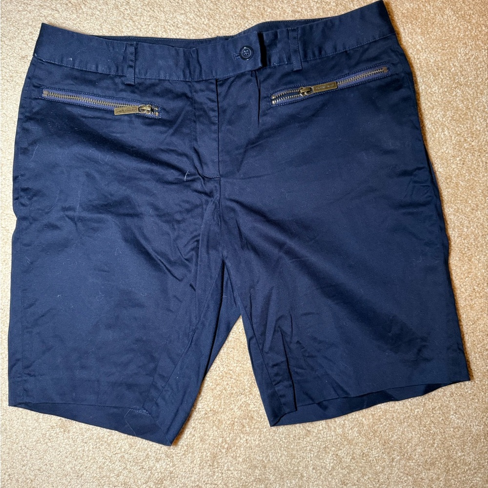 Michael Kors Dark Blue Flat Front Shorts